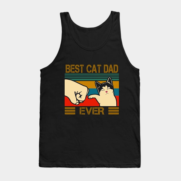 Vintage Best Cat Dad Ever Funny Gift Idea Tank Top by karascom